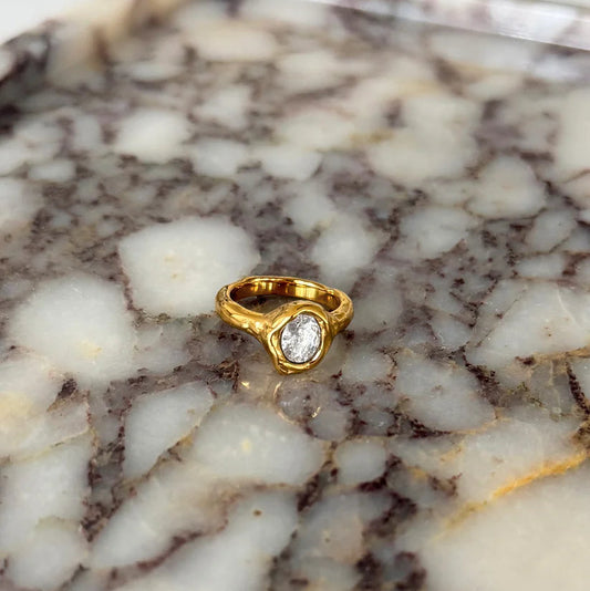 Chansuttpearls - The Madison Ring Water Resistant 18K Gold Plated Stainless Steel Size 7
