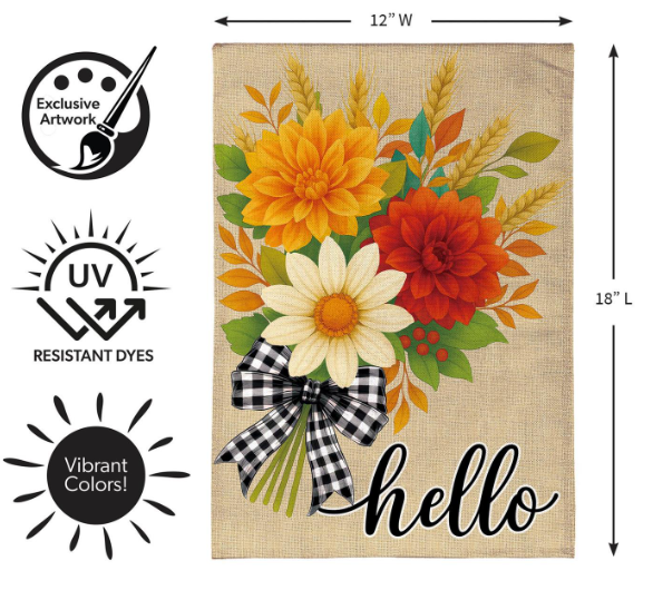 BFKQCGF25 Evergreen Hello Fall Floral Garden Flag 0