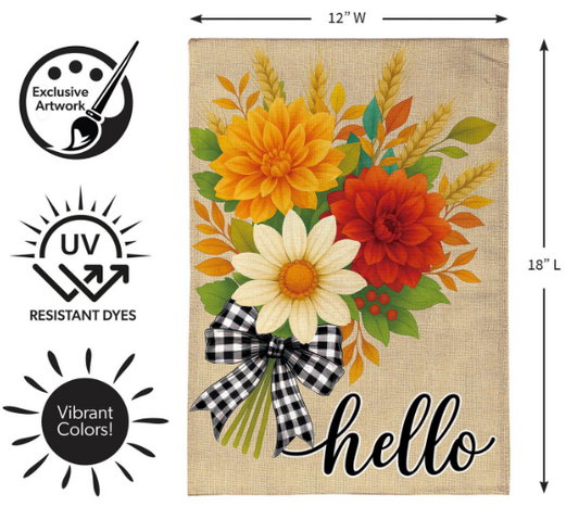 BFKQCGF25 Evergreen Hello Fall Floral Garden Flag 0