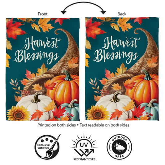 SXD5XGF26 Evergreen Thanksgiving Harvest Garden Flag 0