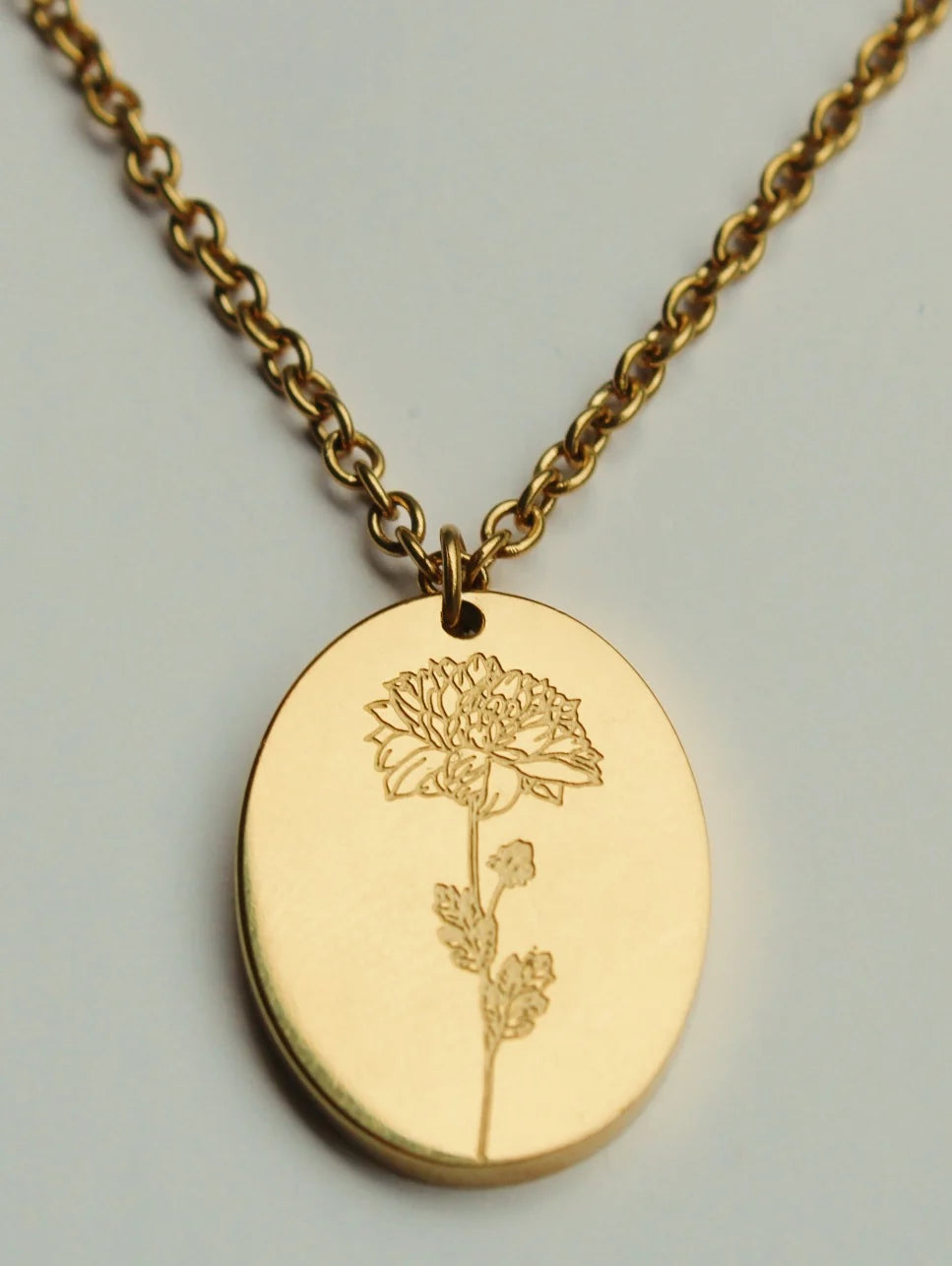 BFN-NOV-G By Grace Jewelry November Chrysanthemum Necklace 14K PVD Plated 0