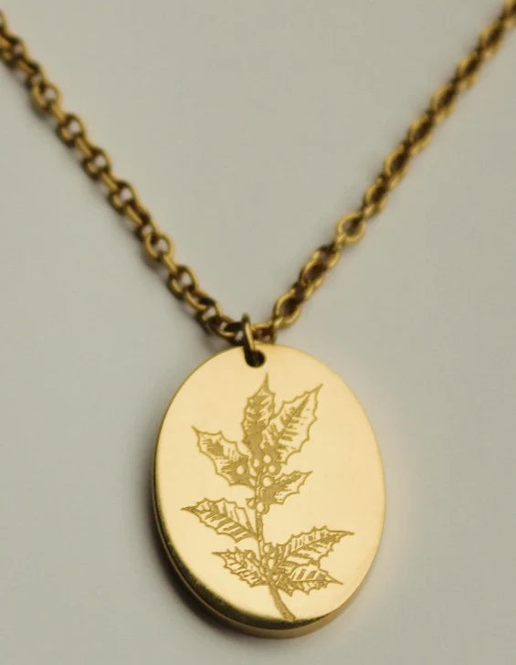 BFN-DEC-G By Grace Jewelry December Holly Birth Month Necklace 14K PVD Plated 0
