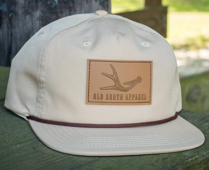 NS-CUS-SIN-KHA Old South Antler Leather Patch Hat 0