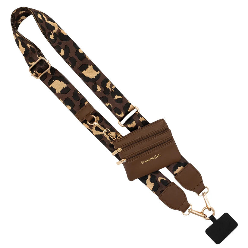 Save The Girls Clip & Go Strap with Pouch Brown Leopard