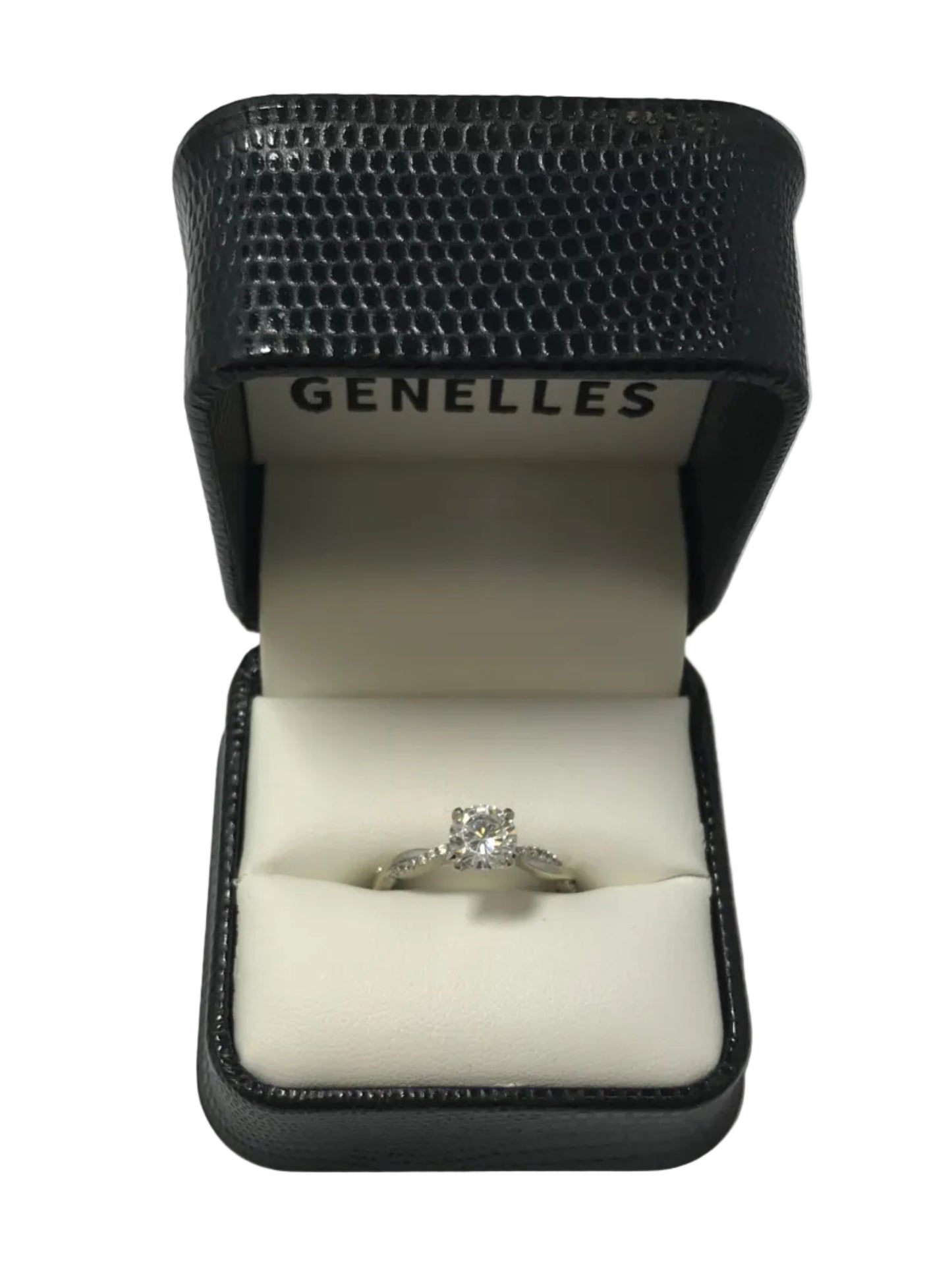 U 174050 14K White Gold CZ Ring with Twisted CZ Accented Band