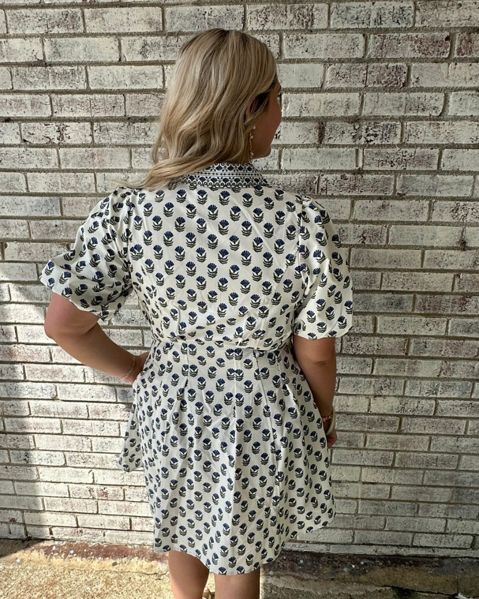 The Rory Dress in Floral Foulard Navy