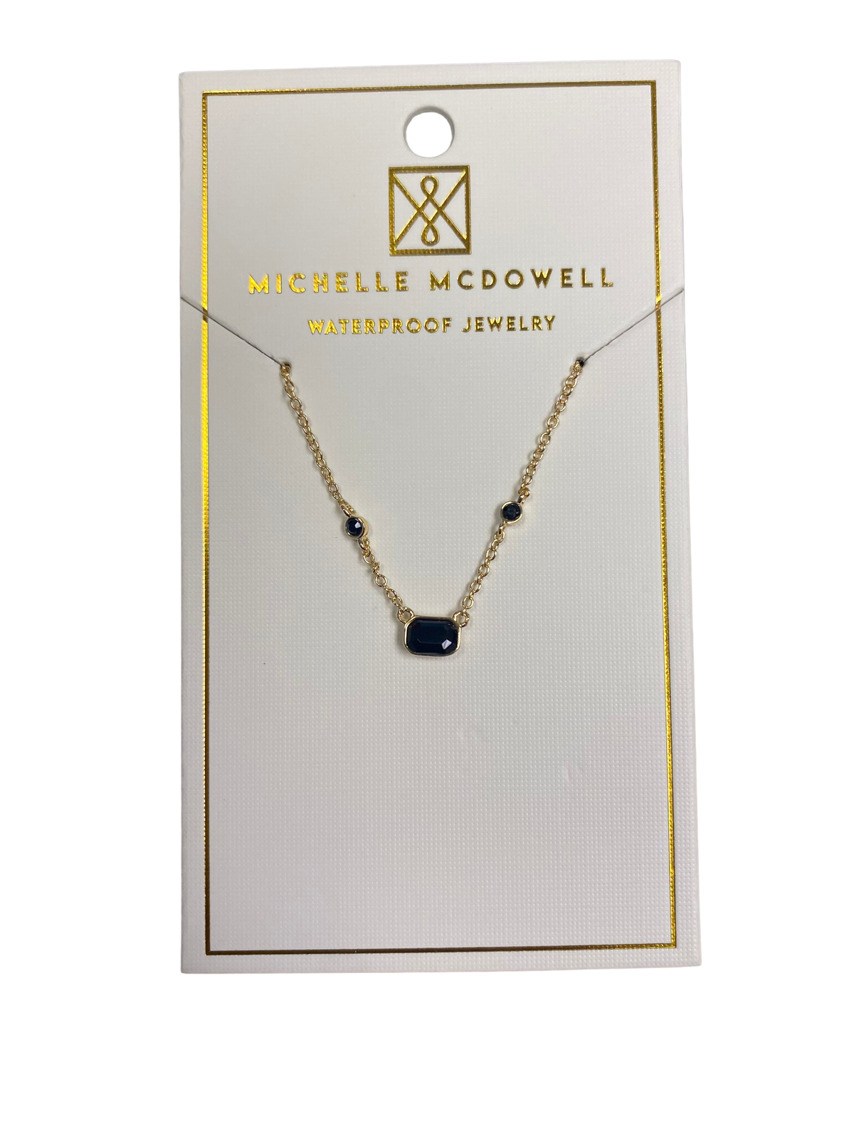 79841 Michelle McDowell Gold Tone Black Stone Hadley Necklace 0