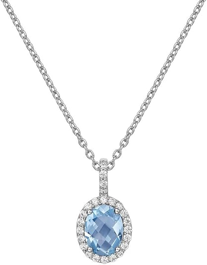 GP008BTP18 PD Sky Blue Topaz Sterling Silver Necklace