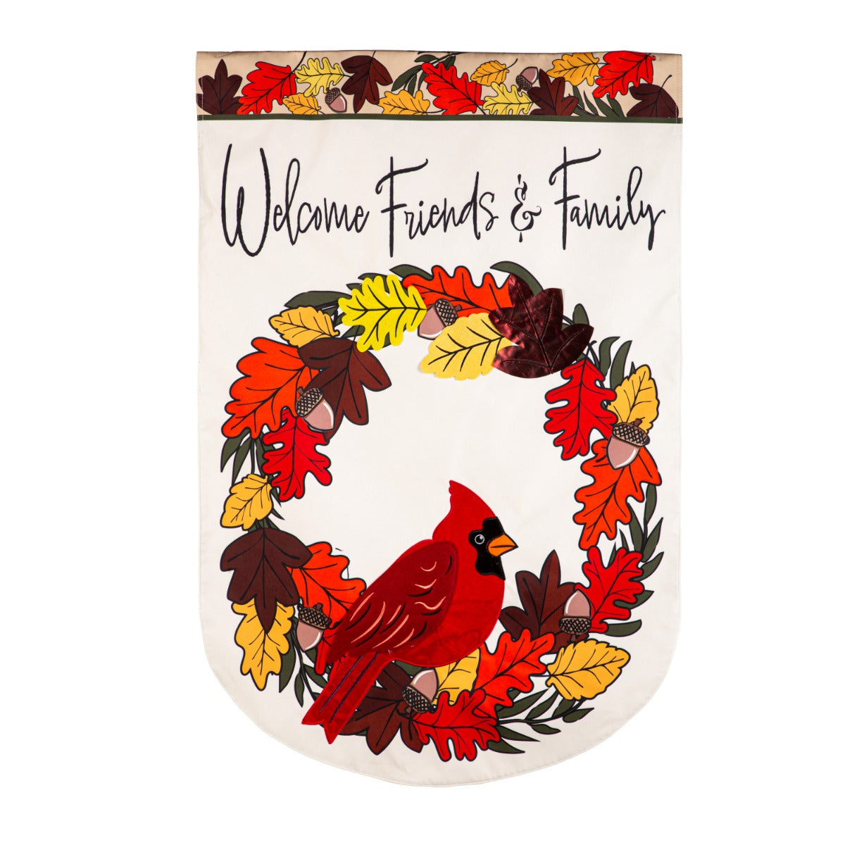 Welcome Friends & Family Cardinal Garden Flag