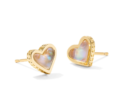 Kendra Scott Gold Framed Ari Heart Stud Earrings in Iridescent Abalone