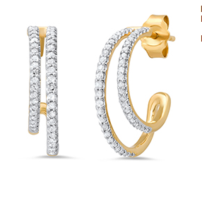 10K Yellow Gold 3/8CTTW Double Hoop Diamond Earrings