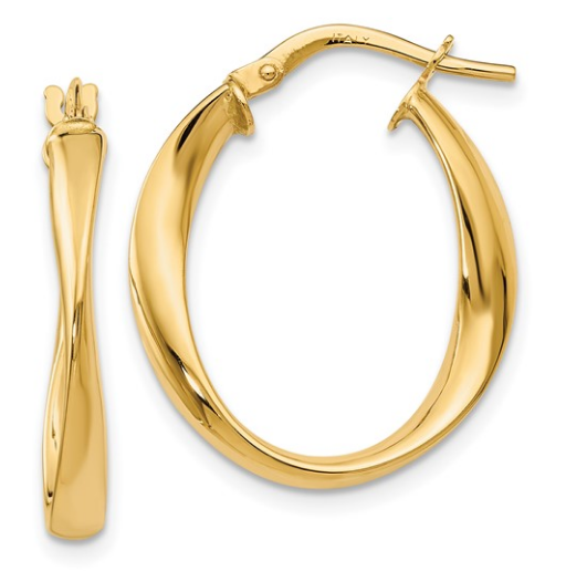 10K Yellow Gold 3 Row Round Hoop Earrings