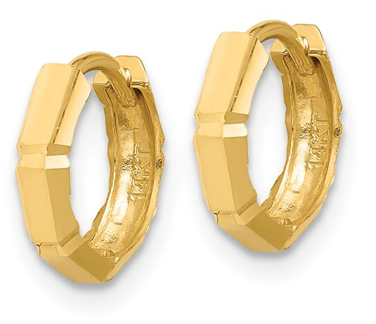 10K Yellow Gold 10.75mm Polished & Diamond-Cut Huggie Hoop Earrings