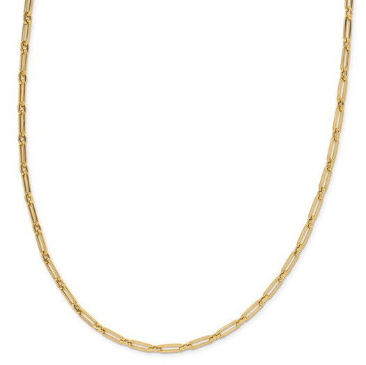 10K Yellow Gold 4mm Polished Flat Oval Link Necklace - 20"