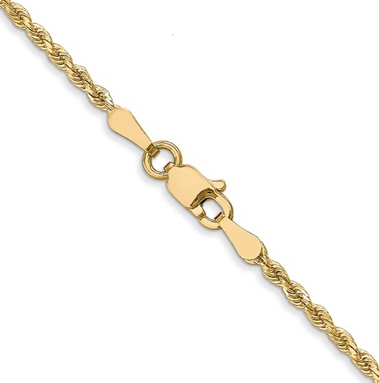 10K Yellow Gold 2mm Diamond Cut Rope Chain - 18"