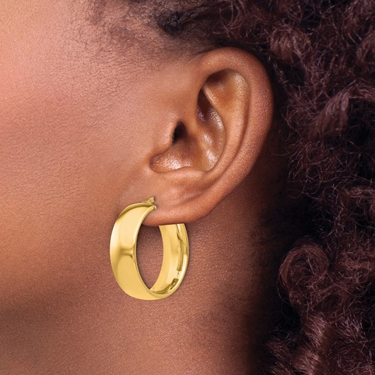 Sterling Silver Gold Plated 23mm Polished Round Hoop Earrings