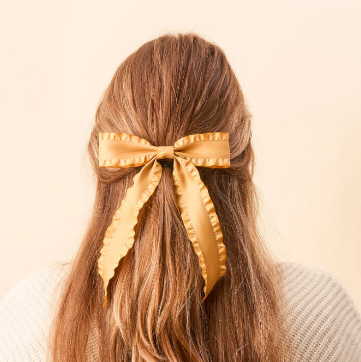 Ruffle Hair Bow - Mustard