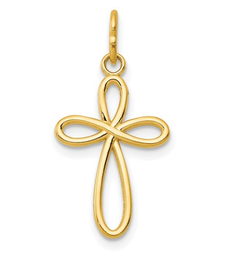 10K Yellow Gold Polished Open Cross Pendant