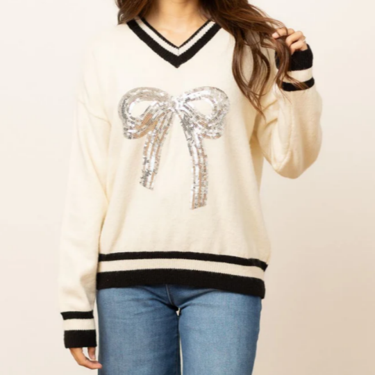 Sequin Bow Sweater