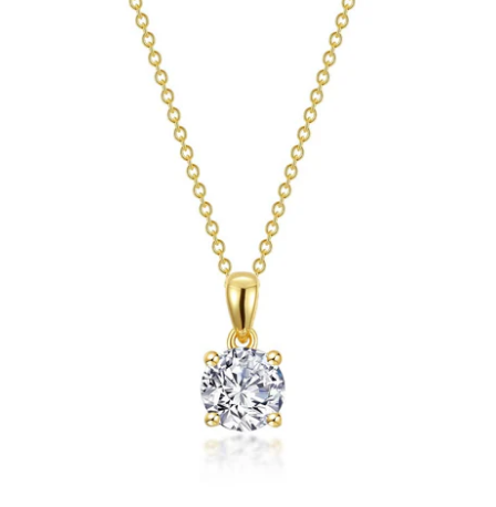 Lafonn Gold Plated .70CTW 4 Prong Solitaire Necklace