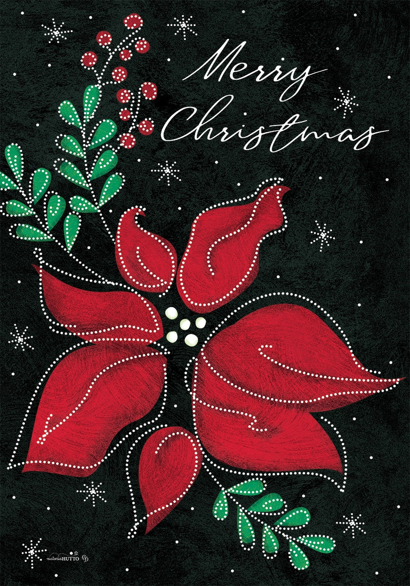 Poinsettias On Black House Flag
