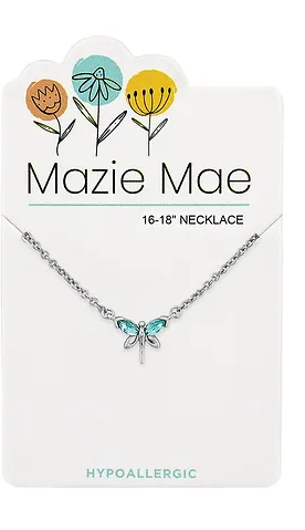Mazie Mae Silver Aquamarine Dragonfly Necklace