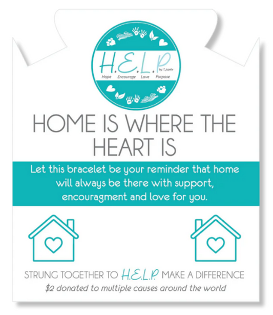 T. Jazelle Home Heart Charm with White Cats Eye Bracelet