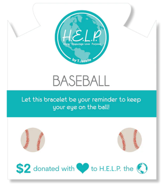 T. Jazelle Baseball Charm with Lemonade Jade Bracelet