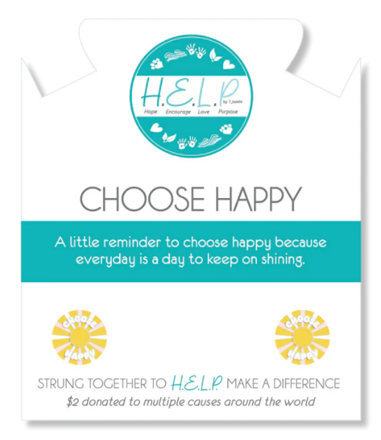 T. Jazelle Choose Happy Charm with Lemonade Jade Bracelet