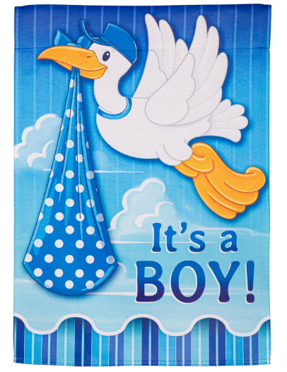 Stork with Special Delivery Suede Garden Flag - Boy