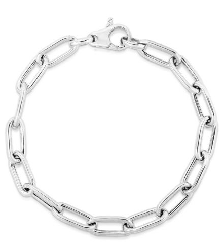 Sterling Silver 6.5mm Rounded Paperclip Link Chain - 7.5"