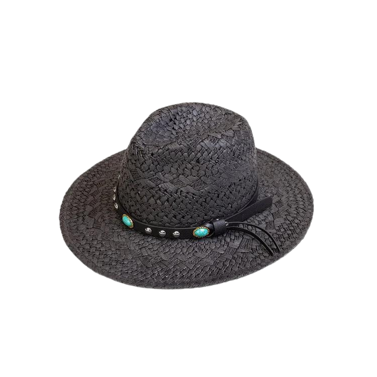 Harley Fedora with Leather - Black