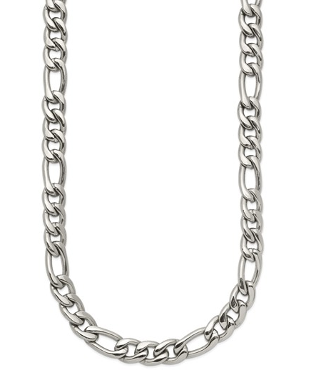 Stainless Steel Polished 8mm Figaro Chain - 20"