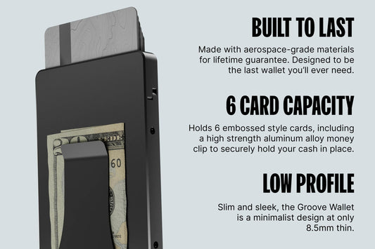 WLT1-102 Groove Life Wallet Money Clip in Gun Metal
