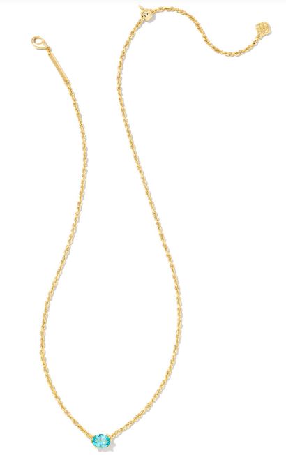 9608803551 Kendra Scott Cailin Pendant Necklace in Gold Aqua Crystal