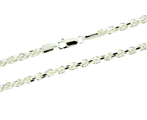 Sterling Silver 5mm Diamond Cut Rope Chain - 22"