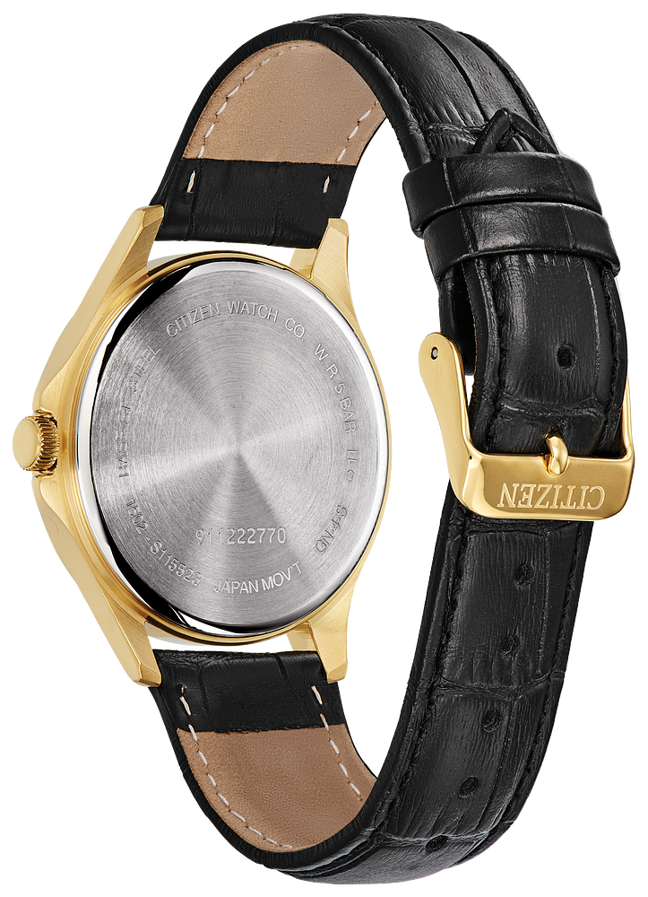 Men's Citizen Quartz Gold Tone Watch with Leather Strap