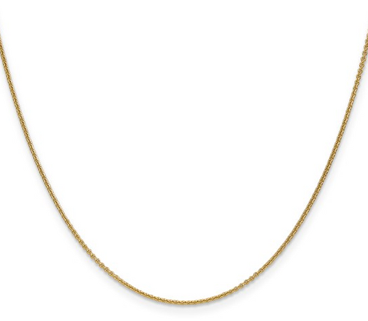 10K Yellow Gold 1mm Diamond Cut Cable Chain - 20"