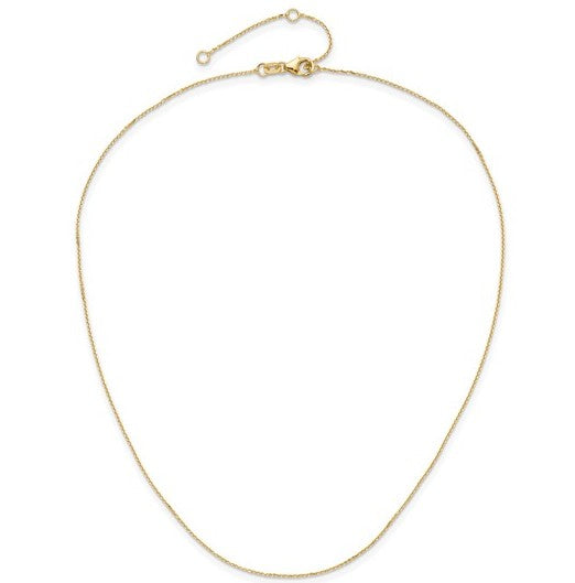 5385-16+2 10K Yellow Gold .8mm Diamond Cut Round Cable Chain - 18" 0