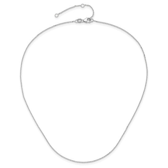 10K White Gold .95mm Round Adjustable Cable Chain - 16+2"