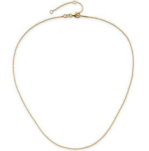 10K Yellow Gold .7mm Box Adjustable Chain - 16" + 2"