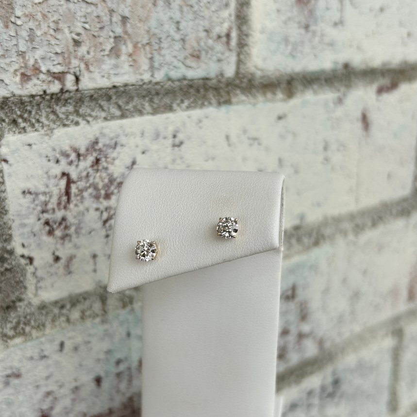 14K Yellow Gold 1CTTW Round Diamond Stud Earrings