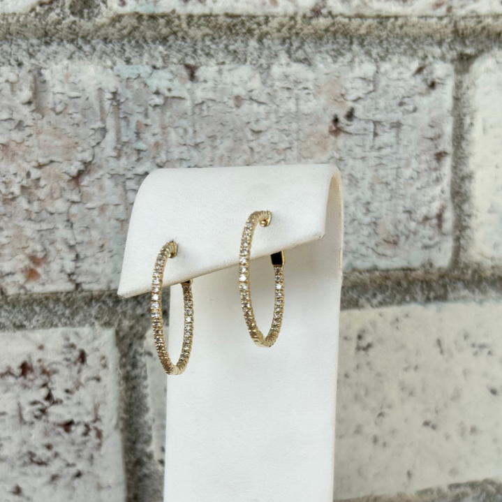 14K Yellow Gold 1CTTW Diamond Hoop Earring