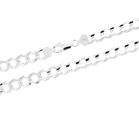 Sterling Silver 8mm Super Light Curb Chain - 22"