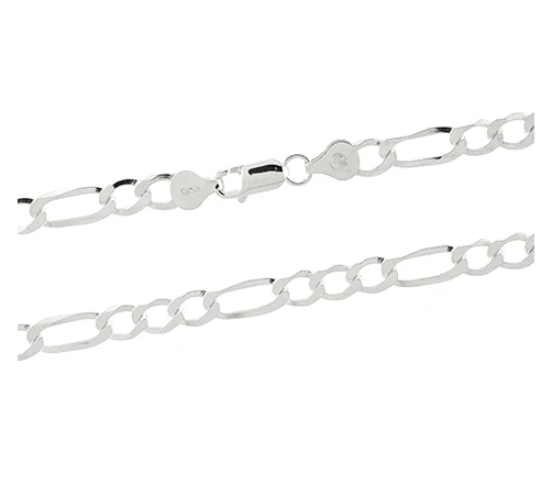 Sterling Silver 6.5mm Super Light Figaro Chain - 8"
