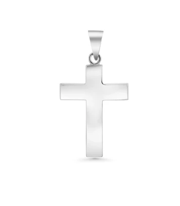 Sterling Silver Flat Large Cross Pendant