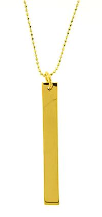 Sterling Silver Gold Tone Vermeil Long Bar Necklace - 16"