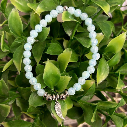 T. Jazelle Aqua Crystal Angel Wing Bracelet