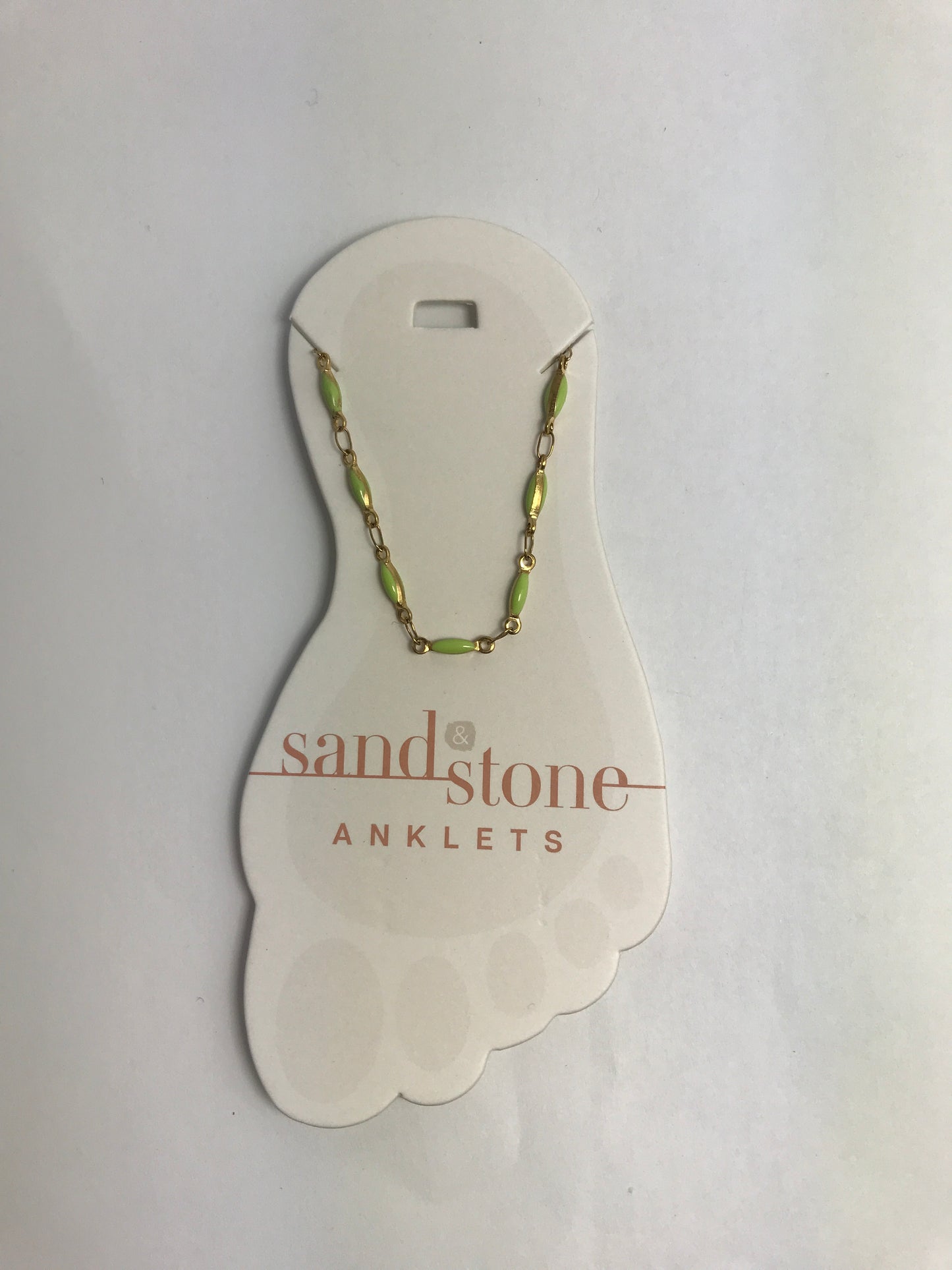 SS-ANK45 Sand & Stone Gold Tone Lime Tube Link Anklet