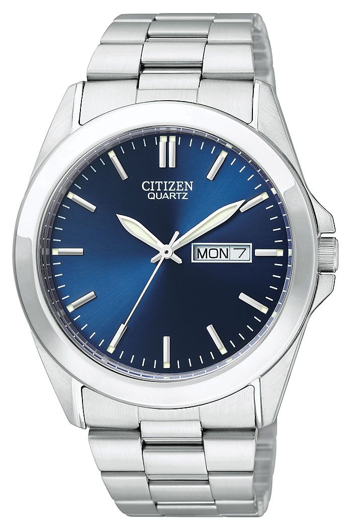 Mens Blue Dial Stainless Steel Citizen Quartz Watch - BF0580-57L